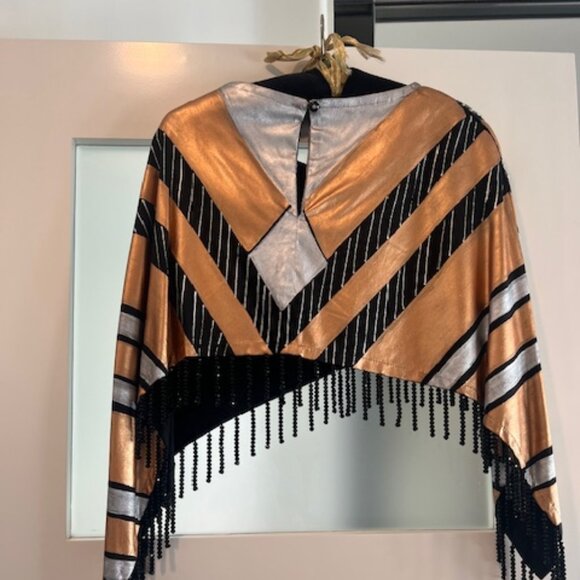 Hand painted Shawl/Poncho with sequins and beads, Small - Medium - Picture 3 of 8